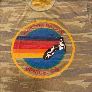 Aviator Nation Camo Tee with Multicolor Logo